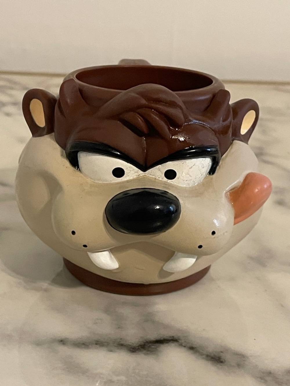 Vintage 1995 Tasmanian Devil Taz 3D Plastic Cup Mug Warner Bros Applause